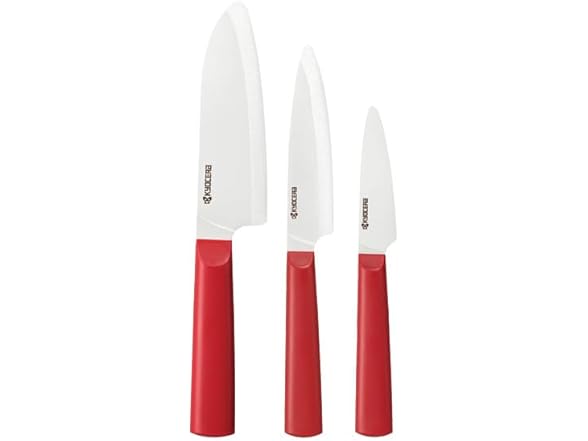 Kyocera 3-PC INNOVATIONwhite Red/White Ceramic Knife Set