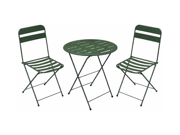 3-Piece Green Metal Folding Bistro Set