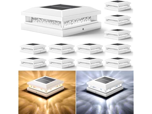 Bosceos Solar Post Lights White 12-Pack