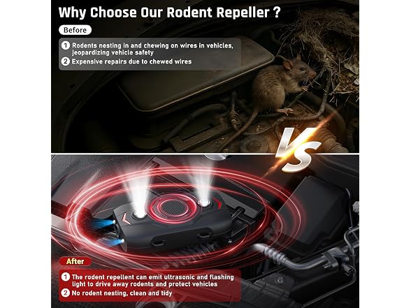 TWONION Ultrasonic Rodent Repeller for Car