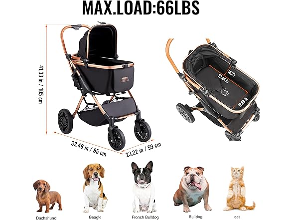 VEVOR Pet Stroller - 66 LB MAX