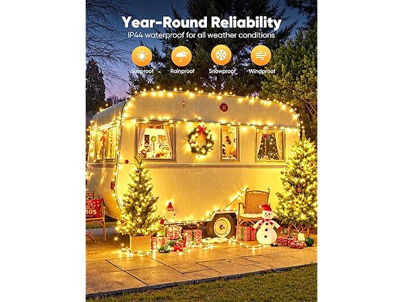 Brightown Christmas Lights Battery Operated, 4 Pack 66 FT
