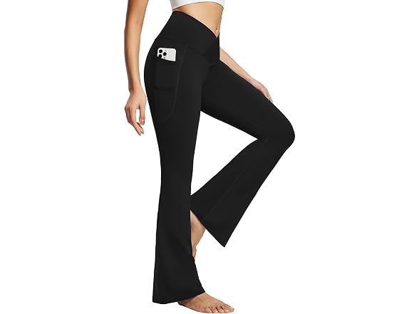 Baleaf Women (XL) Flare Leggings Pockets 32" Pants