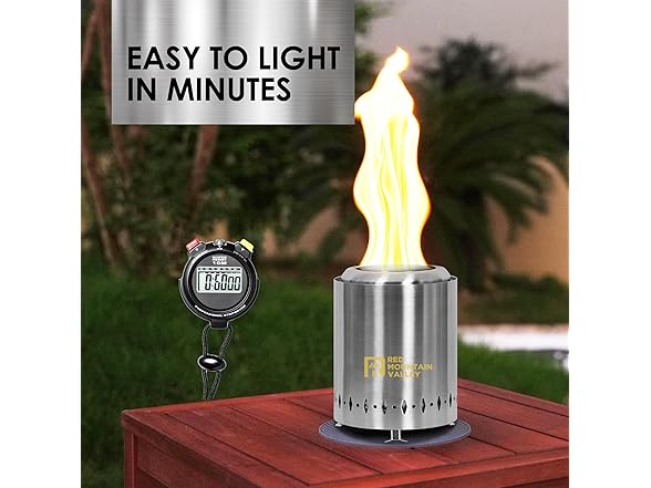 Red Mountain Valley Smokeless Tabletop Fire Pit, Silver