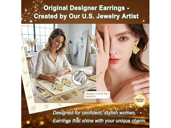 Chunky Gold Stud Earrings for Women fashion, 14k G