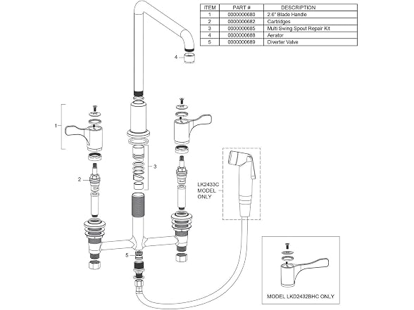 Elkay LKD2432BHC Chrome Concealed Deck Mount Faucet