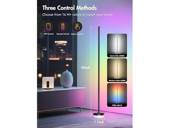OIYN Corner Floor Lamp 2-Pack RGBICW