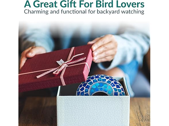 Sunnydaze 6-Inch Glass Mosaic Hanging Bird Feeder, Blue Mosaic