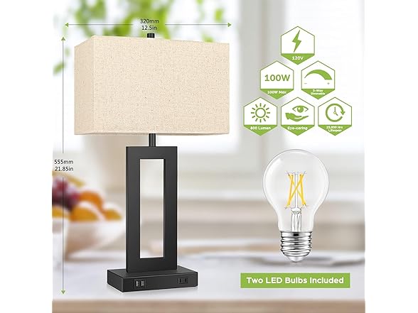 TOBUSA Set of 2 Touch Control Table Lamps
