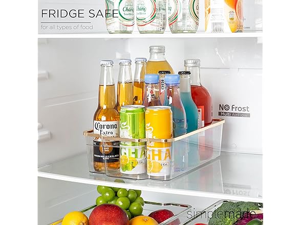 SIMPLEMADE Clear Refrigerator Bins, Gold