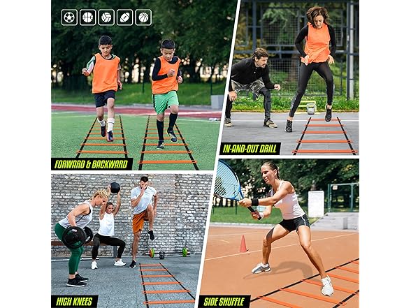 YES4ALL Agility Ladder - 8 Rungs Orange