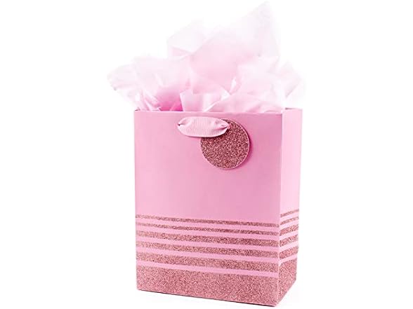 Hallmark Pink 9" Gift Bag w/Tissue Paper