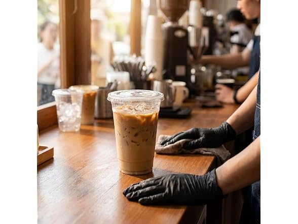 TLAPS 24 oz Crystal Clear Plastic Cups with Flat Lids 100 CT 