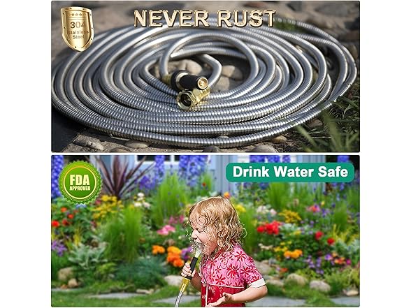 iGarden Metal Garden Hose 100FT