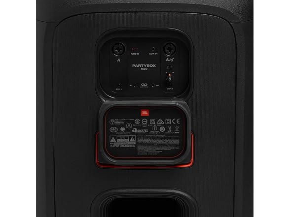 JBL PartyBox 520 - Portable Battery-Powered Party Speaker with AI Sound Boost, Up to 15 Hours of Play time, IPX4 Splash Proof, Multi-Speaker Connection by Auracast (Black) (Renewed) (Open Box)