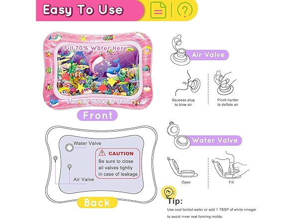Tummy Time Baby Water Play Mat 2 Pack