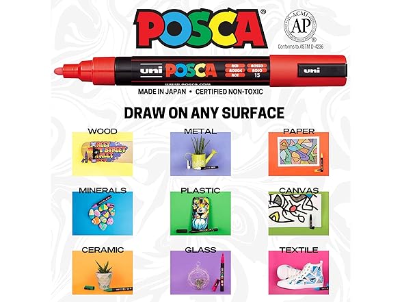 uni POSCA PC-1MR Water-Based Paint Markers, Extra Fine Tip 