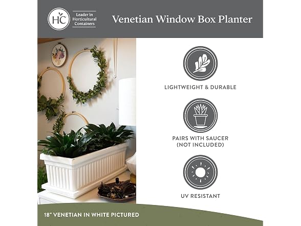 Venetian Window Planter Box w/Drain Plug