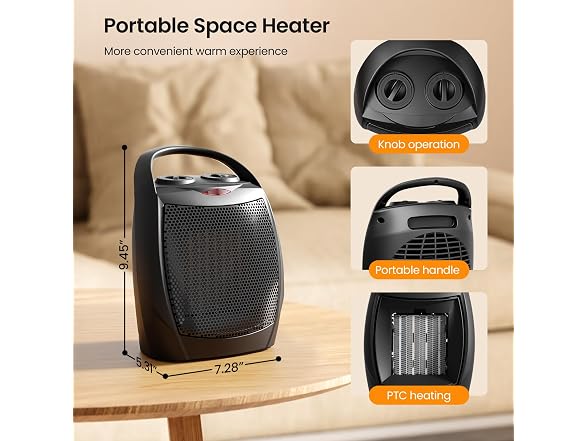 Kismile Small Electric Space Heater Ceramic Space Heater
