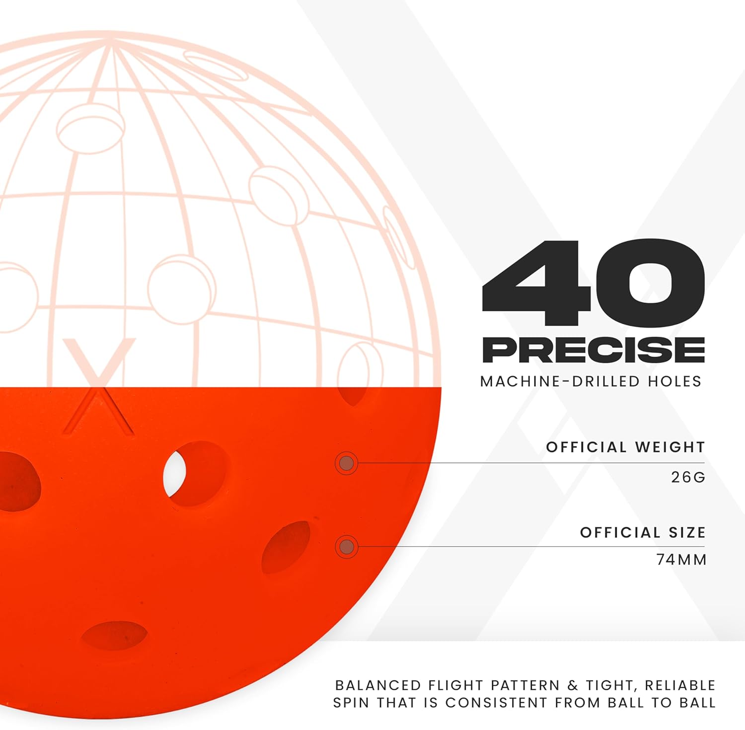 Franklin Sports X-40 Outdoor Pickleballs - Ember - 12PK - Gallery 9