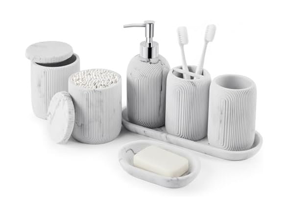 Z ZONAMA White Resin Bathroom Accessories Set