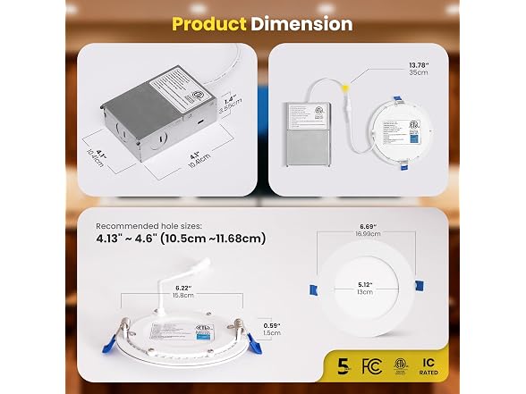 4" Recessed Lights 4 Pack 2700K-5000K
