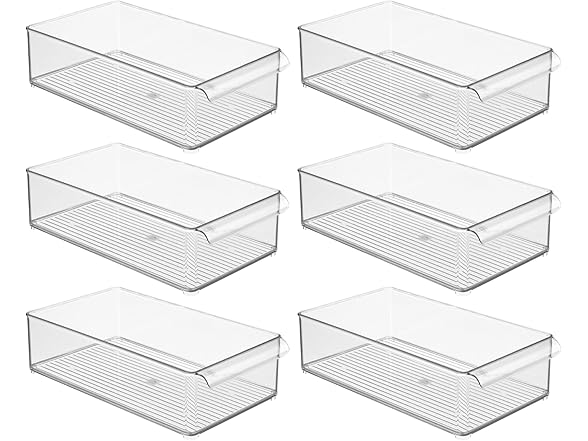 iDesign Large Stackable Fridge or Freezer Bin Set of 6