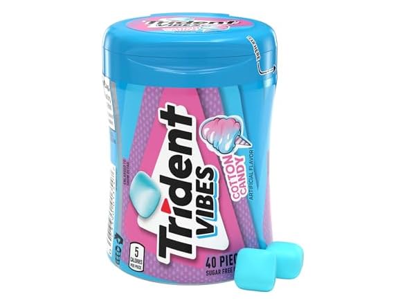 40CT Trident Vibes Sugar-Free Gum, Cotton Candy