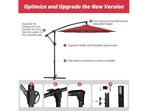 HealSmart 10ft Offset Hanging Patio Umbrella Cantilever