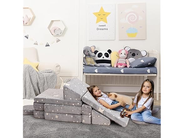 GIMMYFIVE Kids 12pc Modular Couch Grey