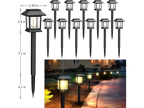 12 Pack Solar Outdoor Lights