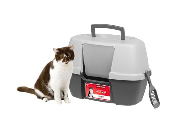 IRIS USA Cat Litter Box - Enclosed Corner Litter Box