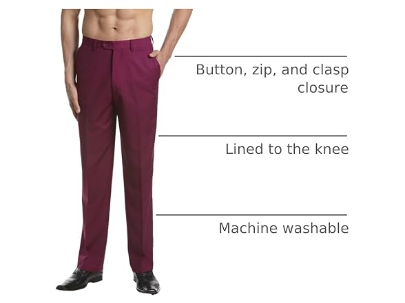 Concitor Men (34) Dress Pants Flat Front Trousers