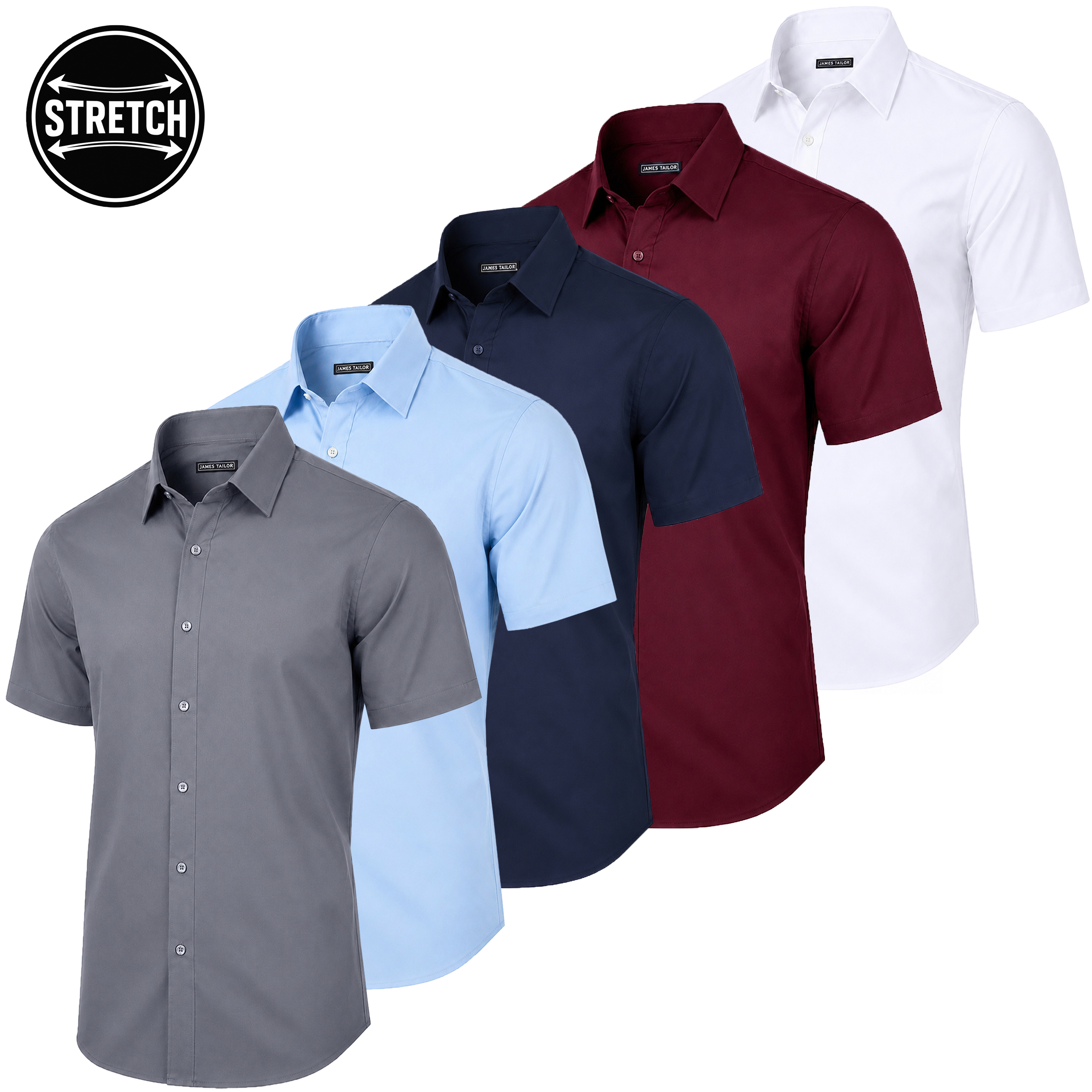 5Pk Mens S/S Stretch Dress Shirt - Gallery 18