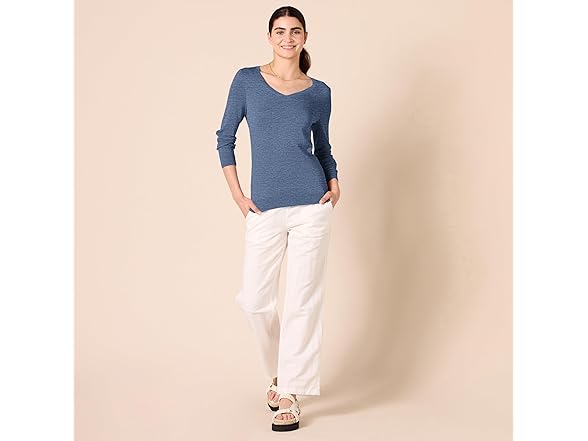 Amazon Essentials Women Lightweight LS VNeck Sweater