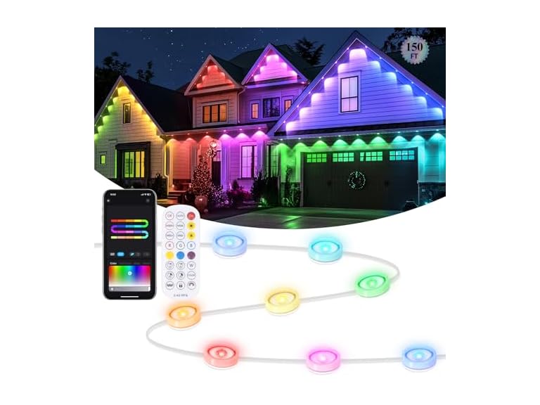 Brightever 50FT-75T-RGBW-1 Permanent Outdoor Lights, 150F