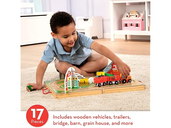 Melissa & Doug 17-Piece Wooden Take-Along Tabletop Farm