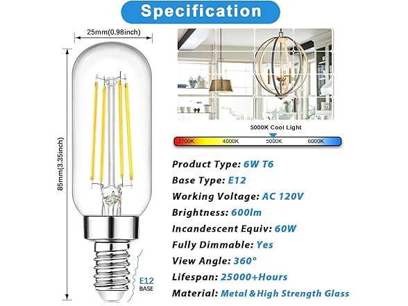 Brightever B095C98HPW E12 Chandelier Bulb 12-Pack