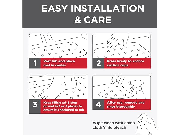 Rubbermaid Soft Foam Bath Tub Shower Mat, Non-Slip