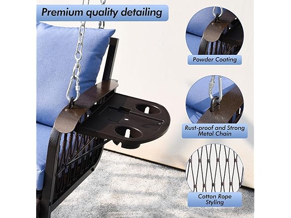 ZZW Wicker Porch Swing Heavy Duty