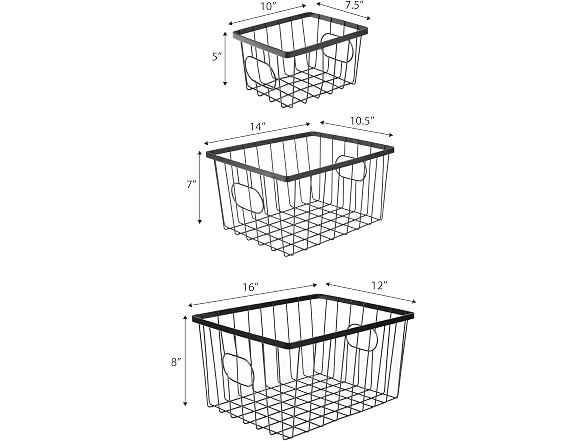 Vintage Industrial Wire Metal Nesting Baskets (Set of 6)