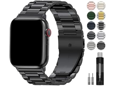 $8.96, Was $17.99, 50% Off! EPULY Stainless Steel Black iWatch Band dealfomo