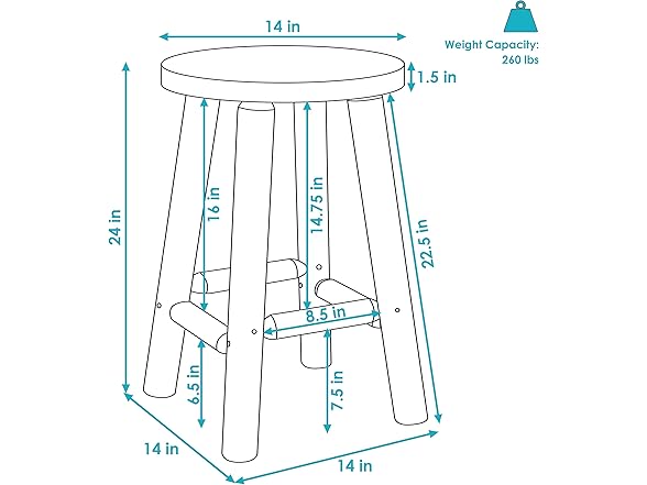 Sunnydaze 24" Fir Wood Backless Stool