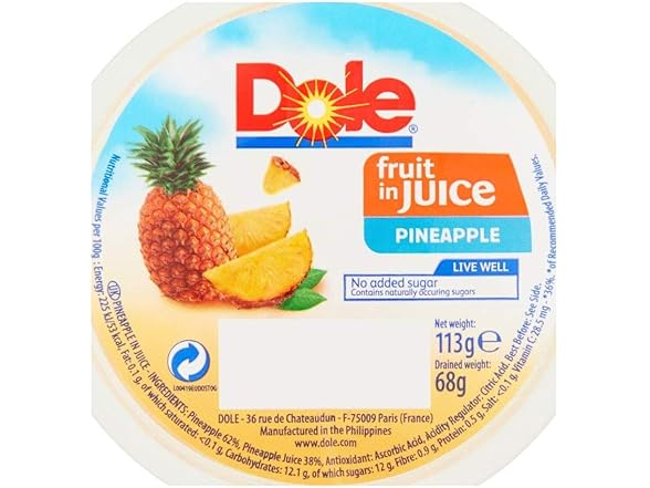 Dole Fruit in Juice Pineapple, 113 g