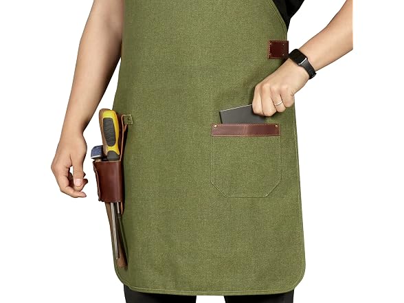 Otto Angelino Genuine Leather and Canvas Apron