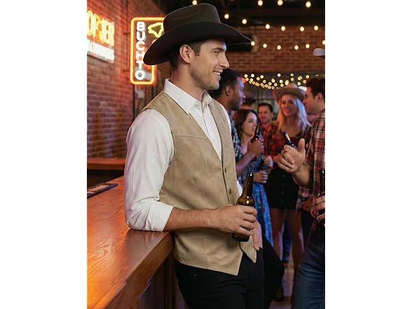 Coofandy Men (S) Western Vest Suede Cowboy Vest