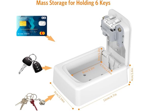 Key Lock Box Wall Mounted, White 2 Pack
