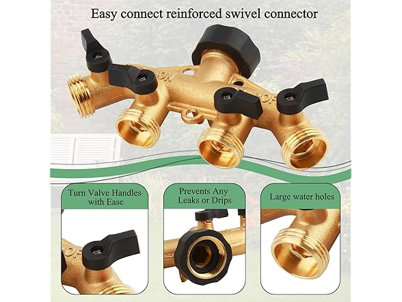 ENNSOO Water Hose Splitter Durable 4 Way