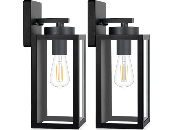 BesLowe Modern Black Exterior Wall Lanterns 2 Pack