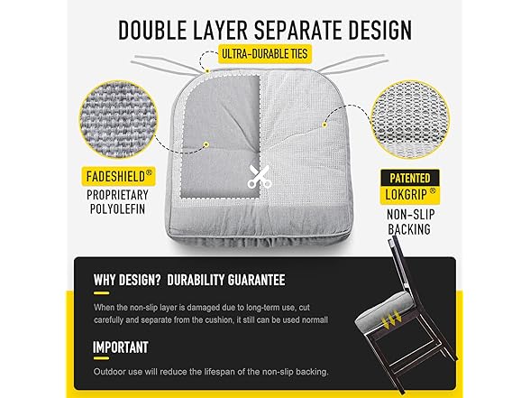 SUNROX LokGrip Non Slip Gel Memory Foam Chair Cushions